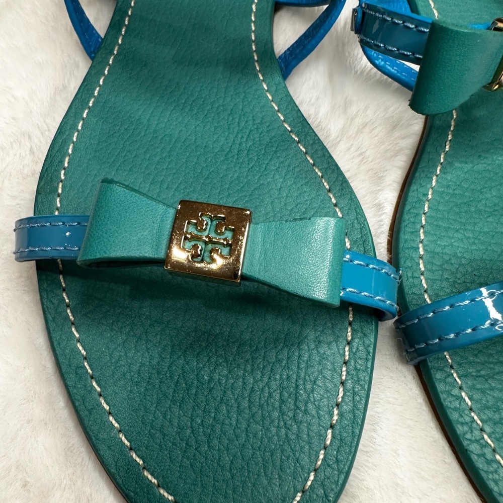 Tory Burch Turquoise Bow Sandals - Picture 2 of 5